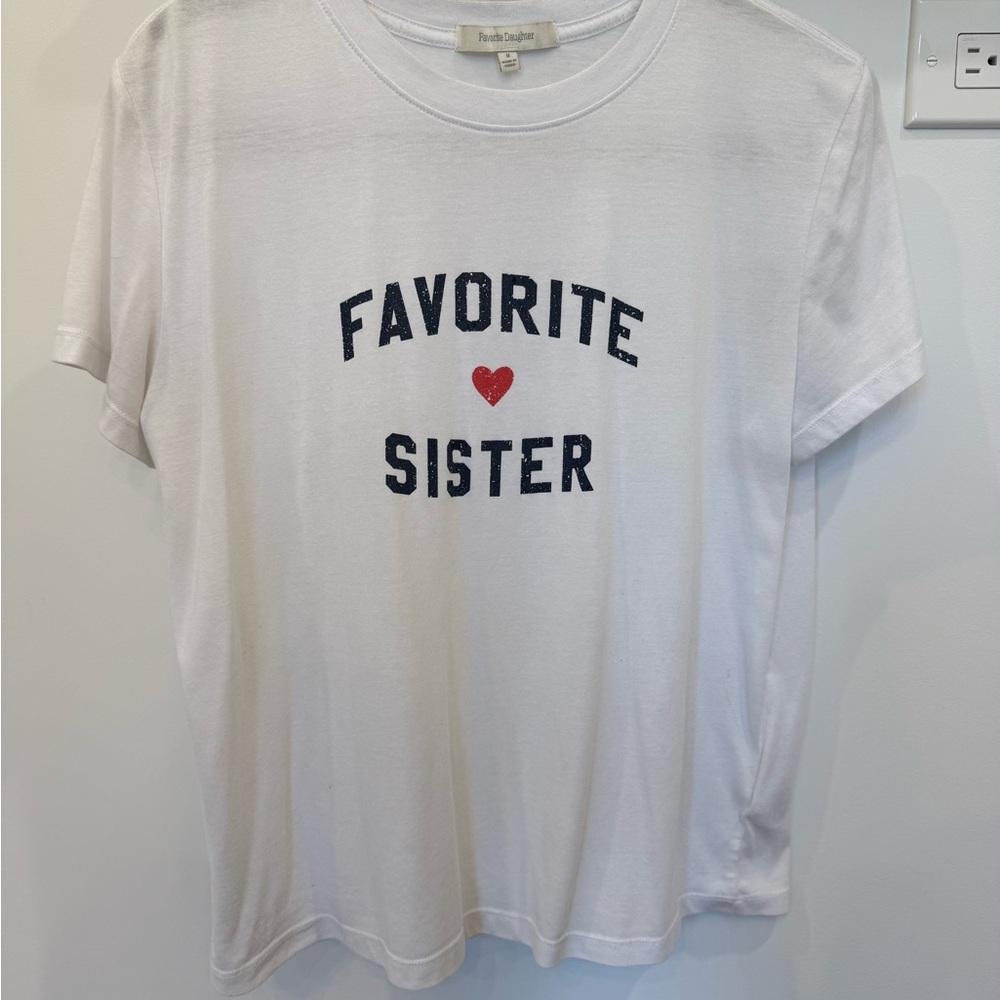 Favorite Daughter “Favorite Sister” White and Red Short Sleeve T-Shirt Medium